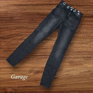 Garage Ultra High Rise Black Rivet Hole Skinny Jeans